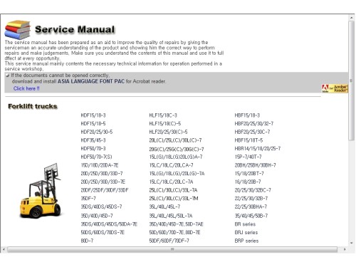 HYUNDAI FORKLIFT SERVICE MANUALS